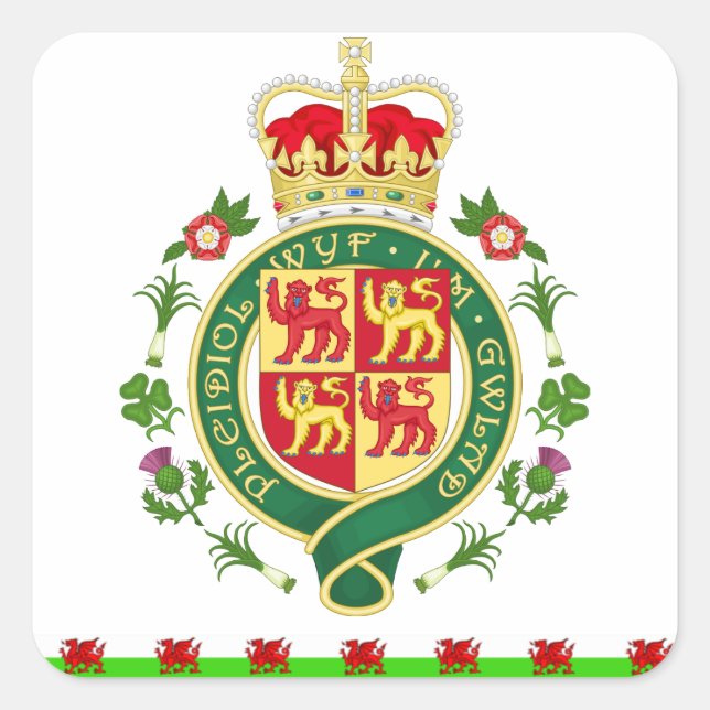 Adesivo Quadrado Crachá Real de Gales (Frente)