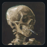 Adesivo Quadrado Crânio com cigarro queimado Vincent van Gogh Art<br><div class="desc">Vincent van Gogh (neerlandês, 1853-1890) Skull of a Skeleton with Burning Cigarette, 1885-86, Oil on canvas Unframed: 32 cm × 24, 5 cm (13 pol. × 9, 6 pol.) Trabalhos preparatórios de Vincent van Gogh. Essa pequena pintura faz parte da coleção permanente do Museu Van Gogh, em Amsterdã. Foi pintado...</div>
