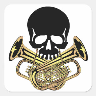 Adesivo Quadrado Crânio com Crossbones da tuba
