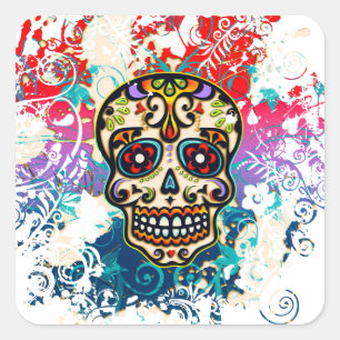 Adesivo Quadrado Crânio de Açúcar, México, Dias de los Muertos