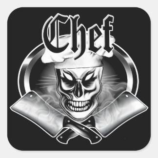 Adesivo Quadrado Crânio de Chef 4