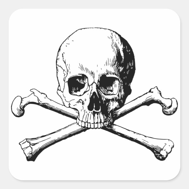 Adesivo Quadrado Crânio de Crossbones (Frente)