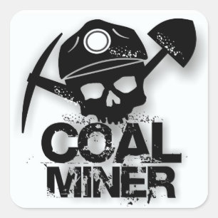ADESIVO QUADRADO CRÂNIO DE MINERADOR DE CARVÃO