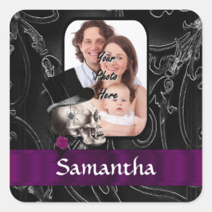 Adesivo Quadrado Crânio de tatuagem gótica