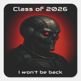 Adesivo Quadrado Crânio do Exterminador Turma de Formatura de 2026 