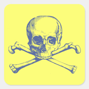 Adesivo Quadrado Crânio e ossos de Vintage Personalizáveis