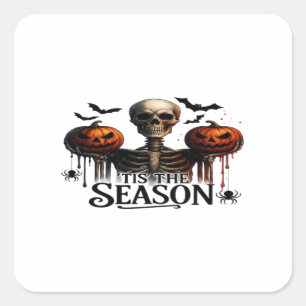 Adesivo Quadrado Crânio Esqueleto de Halloween