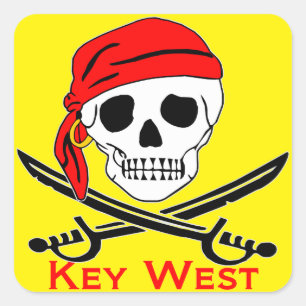 Adesivo Quadrado Crânio Key West do pirata