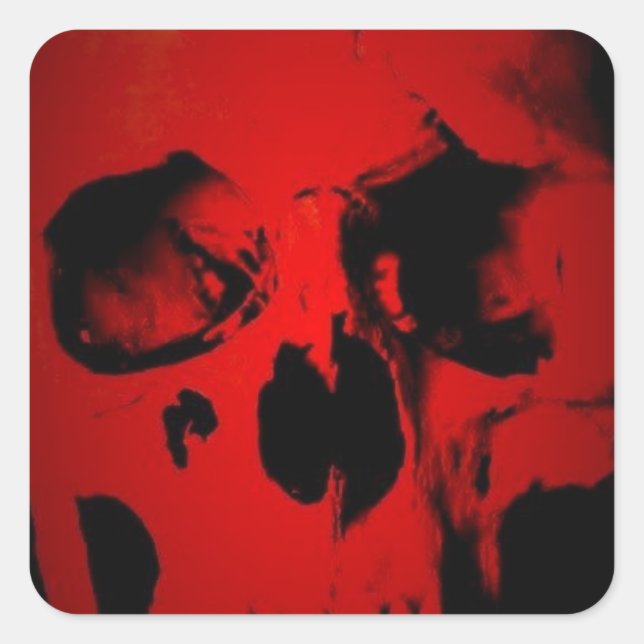 Adesivo Quadrado Crânio Vermelho (Frente)