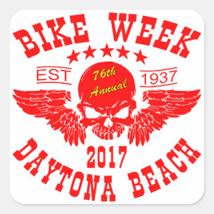 Adesivo Quadrado Crânio Voador 76.ª Bicicleta de Praia Daytona Se