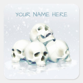 Adesivo Quadrado Crânios na neve. Personalizado