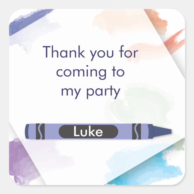 Adesivo Quadrado Crayon Favor Sticker | Bue (Frente)