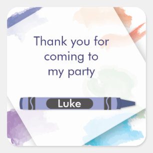 Adesivo Quadrado Crayon Favor Sticker Bue