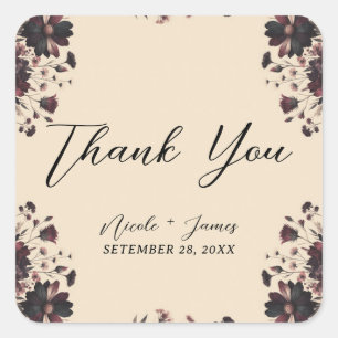 Adesivo Quadrado Cream Beige Vintage Chique Moody Floral