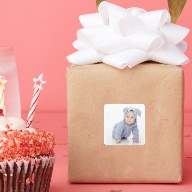 Adesivo Quadrado Create Your Own Custom Kids Children Photo Modern (Festa)