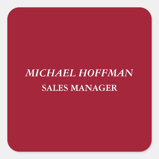 Adesivo Quadrado Creative Carmine Red Minimalist Classical Italic (Frente)