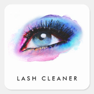 Adesivo Quadrado Creative Watercolor Eyelashes Blue Lash Cleaner