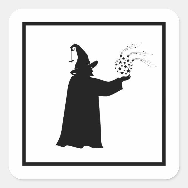 Adesivo Quadrado Creepy Wizard Halloween Sticker (Frente)
