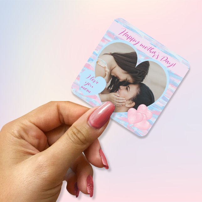 Adesivo Quadrado Creme pastel Azul claro e rosa (Cream pastel Light blue and pink keepsake Square Sticker)