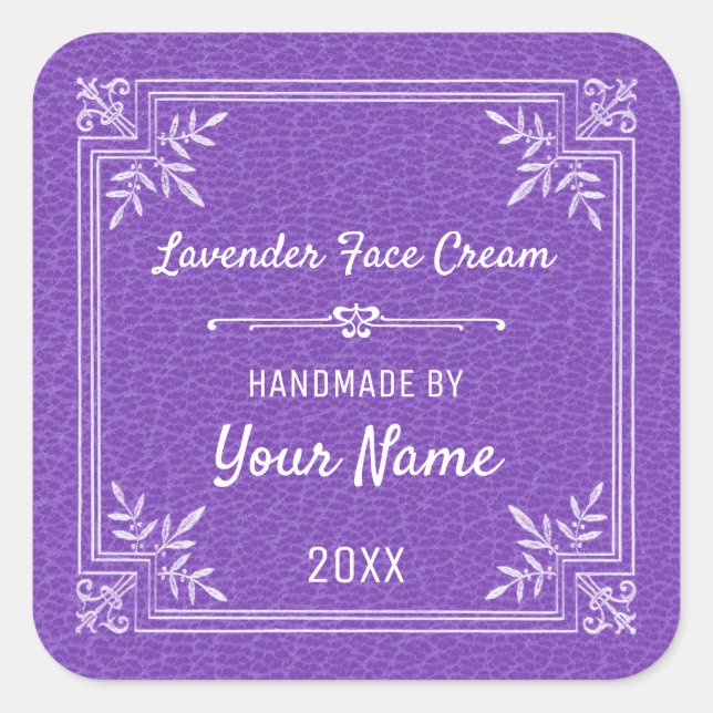 Adesivo Quadrado Creme Personalizado de Lavanda (Frente)