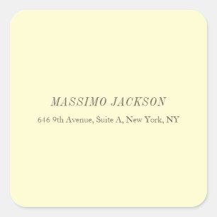 Adesivo Quadrado Creme personalizado nome endereço minimalista pers