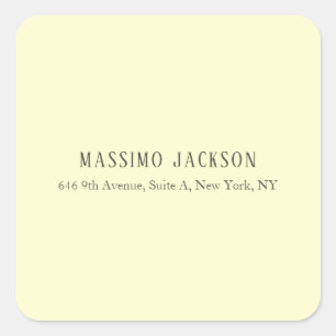 Adesivo Quadrado Creme personalizado nome endereço minimalista pers