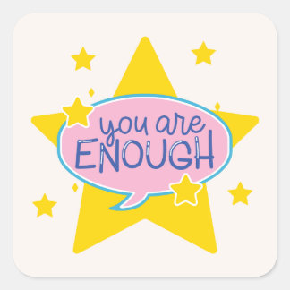 Adesivo Quadrado Creme & Yellow Star Motivational Circle Sticker