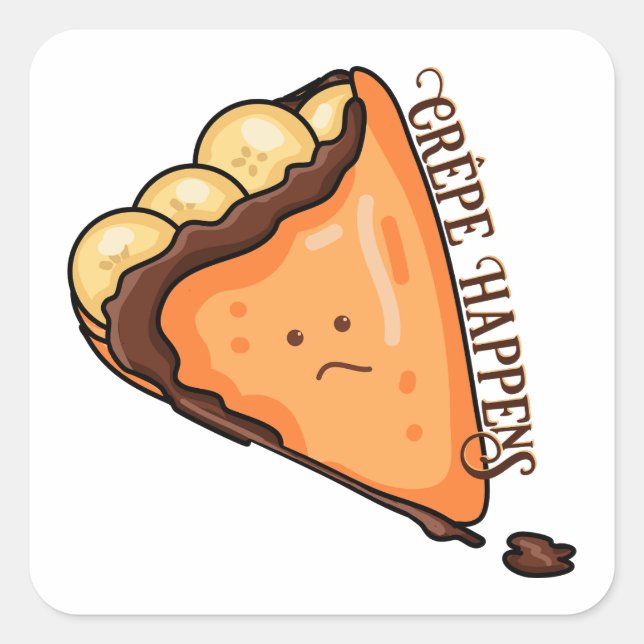 Adesivo Quadrado Crêpe Acontece Comida Pun (Frente)