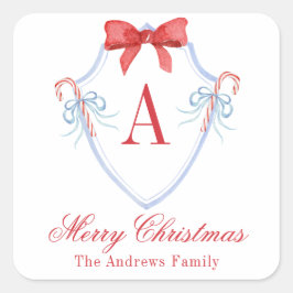 Adesivo Quadrado Crest de Canas de Arco Monograma com Aquarela