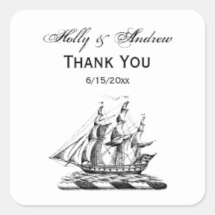 Adesivo Quadrado Crest Náutico do Clipper Heráldico Vintage