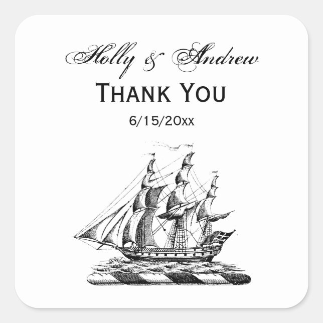 Adesivo Quadrado Crest Náutico do Clipper Heráldico Vintage (Frente)