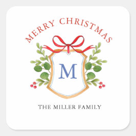 Adesivo Quadrado Crestas de Monograma com verde Festas