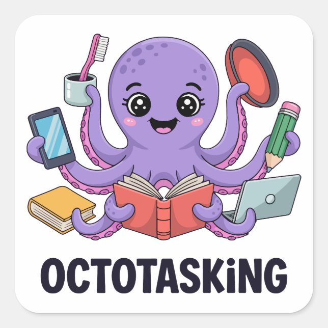 Adesivo Quadrado Criação de Octotasking no Modo Multitarefa (Frente)