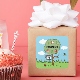 Adesivo Quadrado Criança de árvore de celebração personalizada