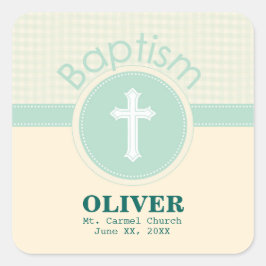 Adesivo Quadrado Criança de Deus, Batismo, Sexo Verde Neutro