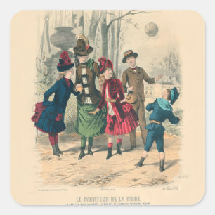 Adesivo Quadrado Crianças Antigas Familiares Vitorianas