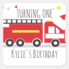 Adesivo Quadrado Crianças Bombeiros Diversão Confetti Aniversário