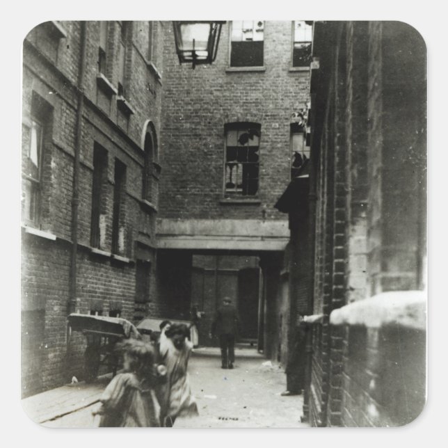 Adesivo Quadrado Crianças brincando em favela, 1899 (Frente)