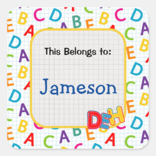 Adesivo Quadrado Crianças com padrão colorido escolar