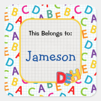 Adesivo Quadrado Crianças com padrão colorido escolar