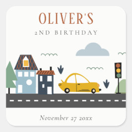 Adesivo Quadrado Crianças Cutas Caminhões De Automóveis Urbanos Qua