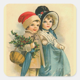 Adesivo Quadrado "Crianças de Natal bonitas"