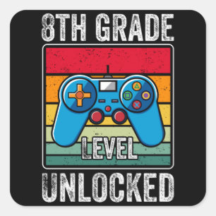 Adesivo Quadrado Crianças desbloqueadas do 8º ano de volta ao jogad