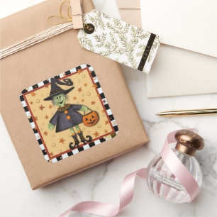 Adesivo Quadrado Crianças do Diversão de Inspirividade de Bruxas do