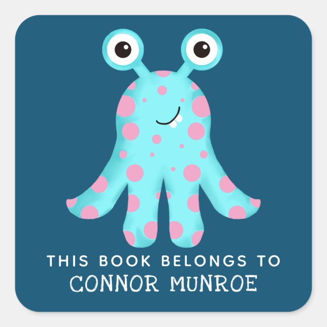 Adesivo Quadrado Crianças Este Livro Pertence Ao Monstro Bonito (Frente)