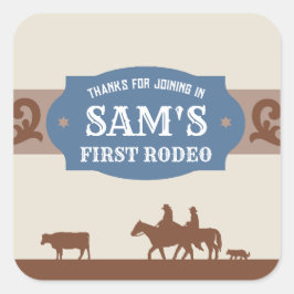 Adesivo Quadrado Crianças Festa de aniversário Ocidental do Rodeo V