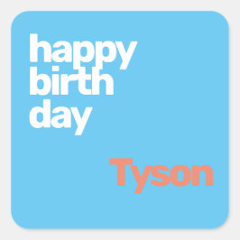 Adesivo Quadrado Crianças festas feliz vinheta de aniversário mínim