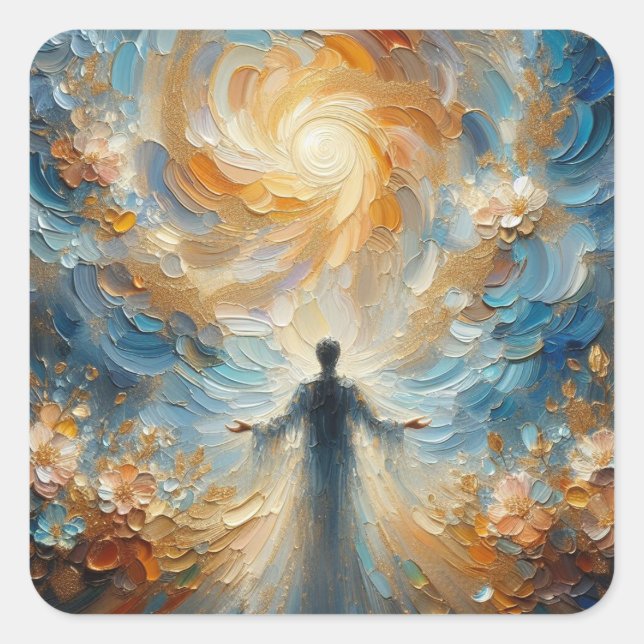 Adesivo Quadrado Crianças Mais Alto Deus - Coleção de Artes da Séri (Frente)