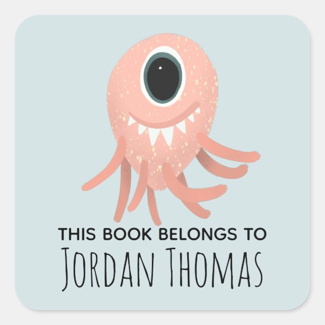 Adesivo Quadrado Crianças: Monstro Coletivo Rosa Bonito (Frente)