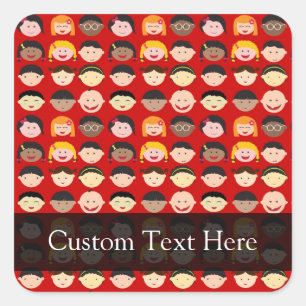 Adesivo Quadrado Crianças multi-culturais